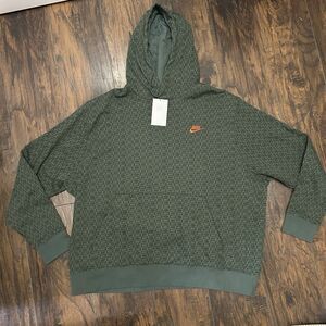 Nike Men's Sportswear Club Fleece Green All-Over Print Pullover Hoodie Size XXL
